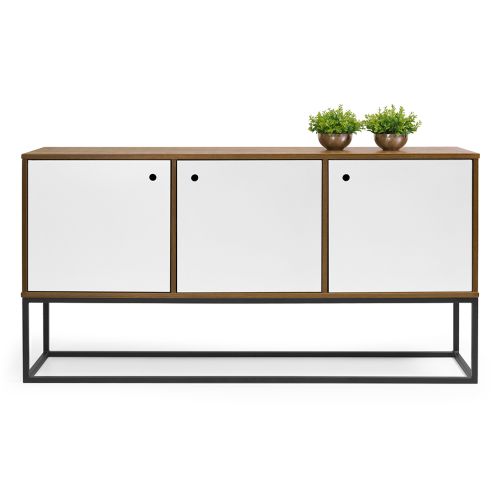 Buffet Valley 3 Portas c/ pés de Metal -  Madeira e Branco
