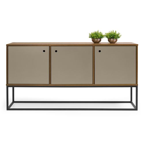 Buffet Valley 3 Portas c/ pés de Metal -  Madeira e Cinza