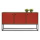 Buffet Valley 3 Portas c/ pés de Metal  -  Madeira e Vermelho